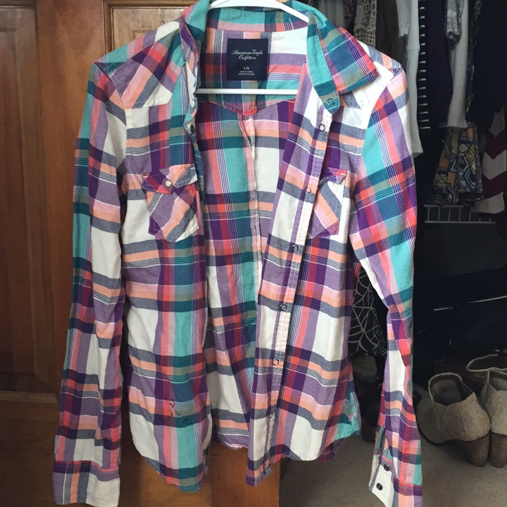 American eagle long sleeve flannel shirt